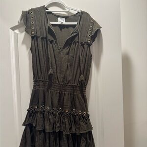 Misa Los Angeles Gray Ruffled Tiered Mini Dress
